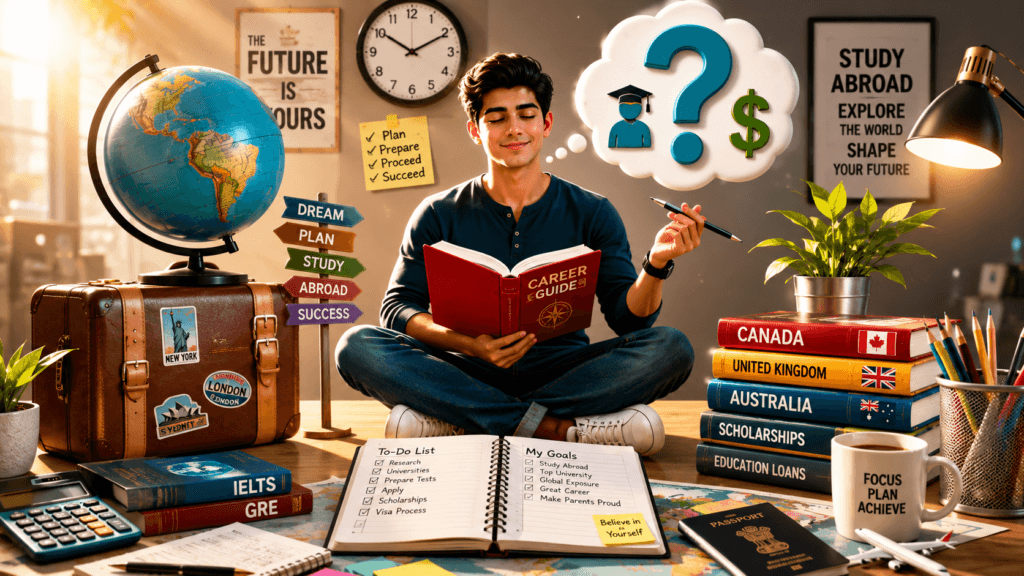 Cost of International Education – Smart & Affordable Guide Student sitting and researching on how much will be the cost of international education