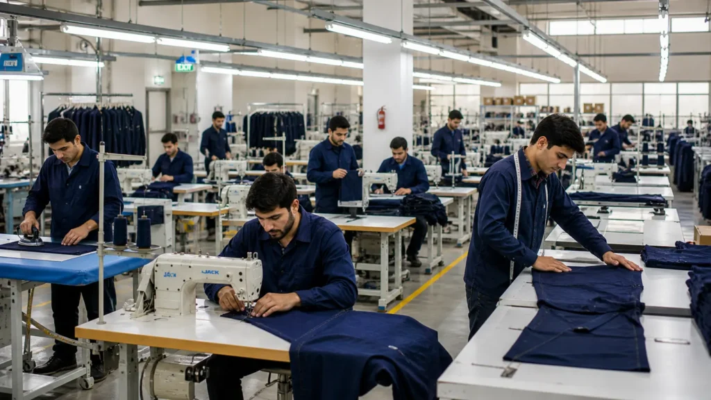 Stitching Tailor Jobs in Russia - workers operating sewing machines in modern garment factory