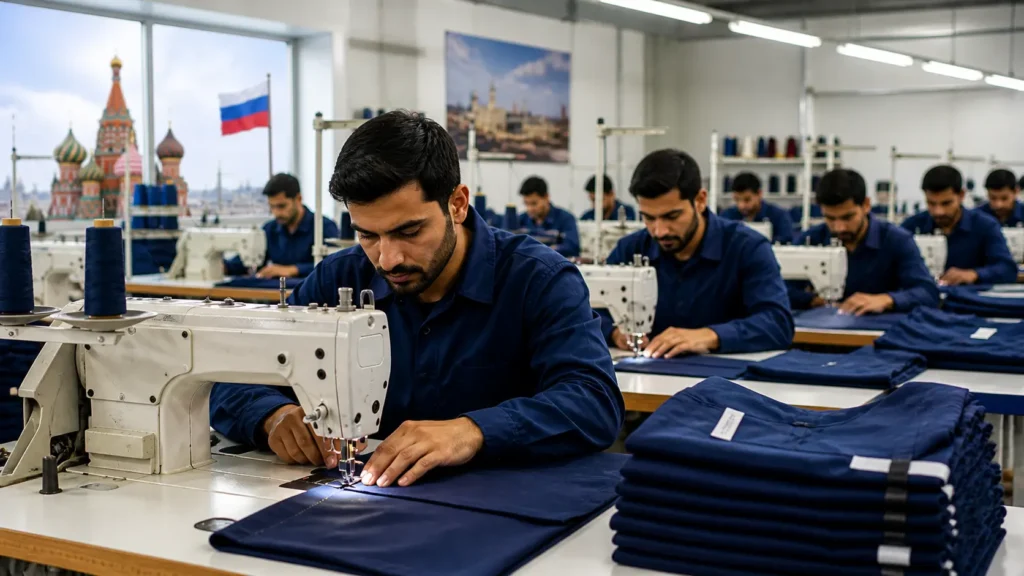 Stitching Tailor Jobs in Russia - workers operating sewing machines in modern garment factory