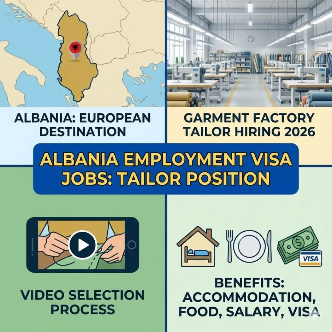 Urgent Hiring in Albania Employment Visa Tailor Jobs 2026 Albania employment visa tailor jobs 2026 garment factory hiring video selection.