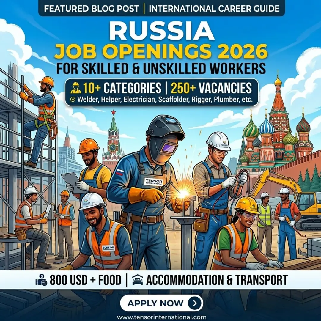 Urgent Russia Job Openings for Indians | Skilled and Unskilled Jobs in Russia (800 USD Salary)